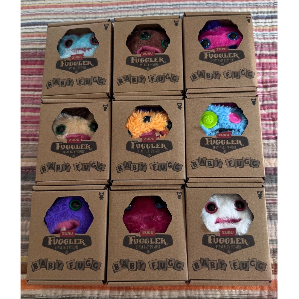 Zuru Fuggler Baby Fugg‎ Funny Ugly Monster Plush Lot of 9 NIB